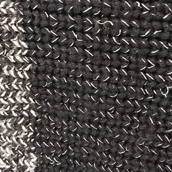 Cardigan Sweater Black Winter White Silver Wide Stripe Large Side Slits - Picture 9 of 11